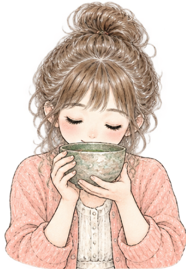 お茶を飲むりかちゃん